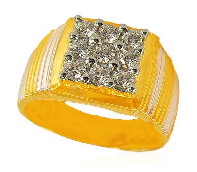 22K Designer Rhodium Mens Ring ( Mens Signity Rings )