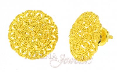 22Karat Gold Earrings with Filigree  ( 22 Kt Gold Tops )