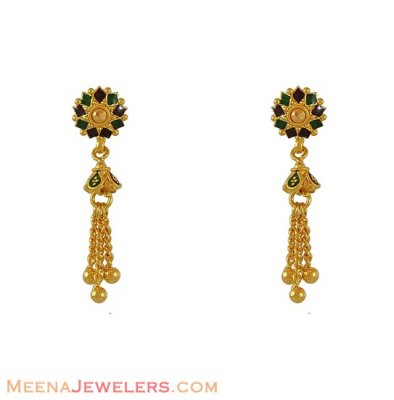 Earrings With Enamel Paint ( 22Kt Gold Fancy Earrings )