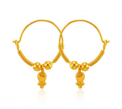 22 Karat Gold Hoop Earrings - ErHp23344 - 22Kt Gold Hoop Earrings are ...