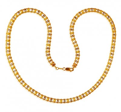 22k Gold Balls Two Tone  Chain ( 22Kt Gold Fancy Chains )
