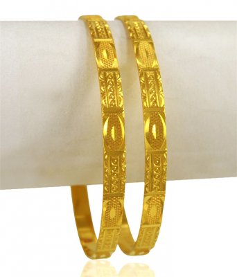 22 Kt Gold Machine Bangles (2Pcs) ( Gold Bangles )