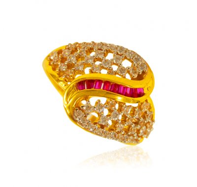 22Kt Gold CZ Ring ( Ladies Signity Rings )