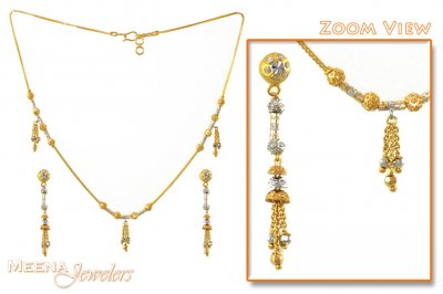 22K Yellow Gold Three Piece Necklace Set ( Light Sets )