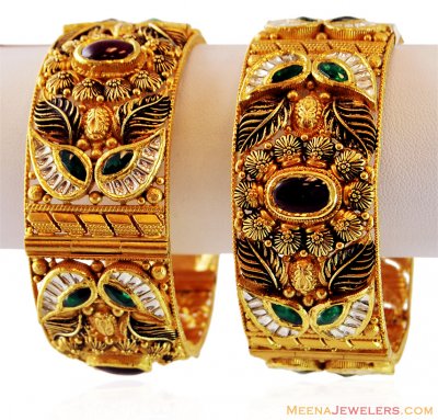 22k Gold Antique Kada(2Pc) ( Antique Bangles )