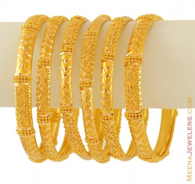 22Kt Gold Bangles (Set of 6) ( Set of Bangles )