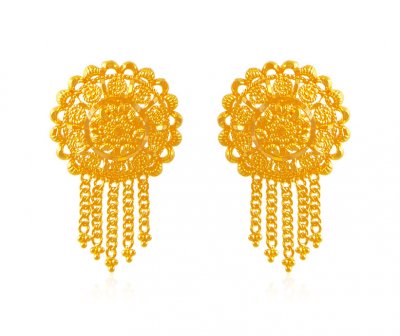 Gold Circle Earrings ( 22 Kt Gold Tops )