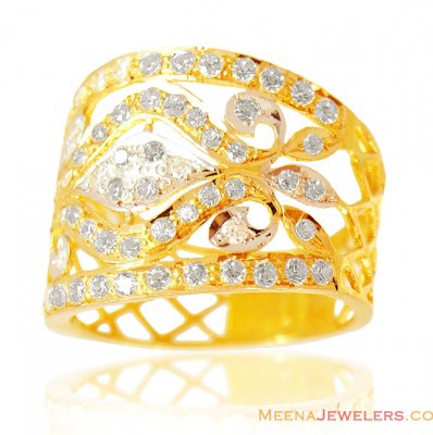 22K Two Tone Fancy Ring ( Ladies Signity Rings )