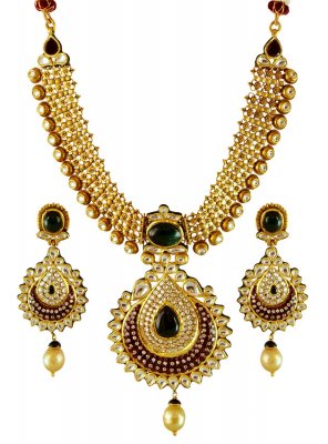 Elegant 22K Antique Necklace Set ( Antique Necklace Sets )