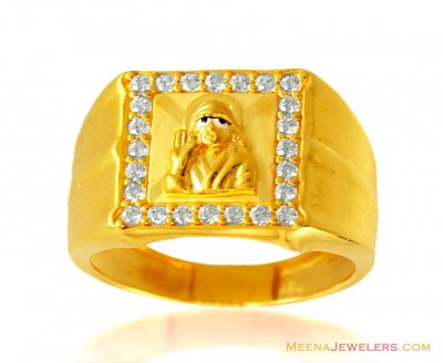 22k Sai Baba Mens Stones Ring ( Mens Signity Rings )