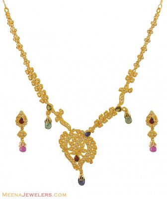 22k Gold Exclusive Necklace Set ( Gold Designer Sets )