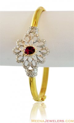 22k Designer Signity Floral Kada ( Stone Bangles )