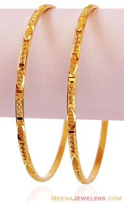 22K Machine Bangles (2 pcs) ( Gold Bangles )