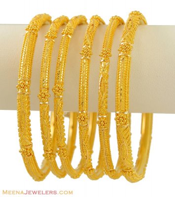 22Kt Gold Bangles (set of 6) ( Set of Bangles )