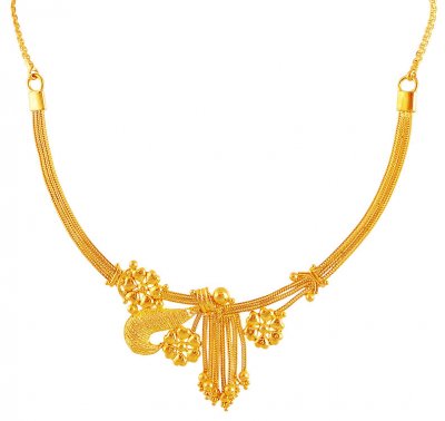 22K Gold Floral Necklace Only ( 22 Kt Gold Sets )
