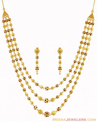 22k Meena Fancy Layered Balls Set  ( 22 Kt Gold Sets )