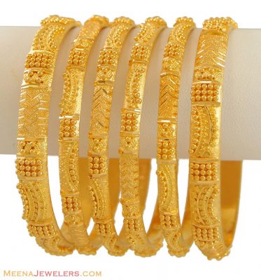 Indian Yellow Gold Bangles Set ( Set of Bangles )