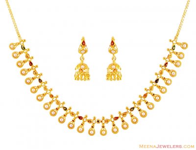 Gold Pearls Necklace Set ( Light Sets )