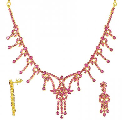 22K Ruby Necklace Set ( Ruby Necklace Sets )