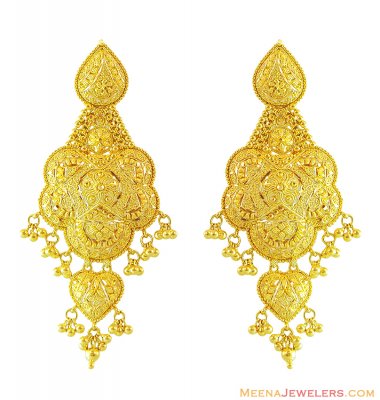 22k Designer Long Filigree Earrings ( Long Earrings )