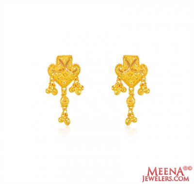 22k Gold Filigree Earrings  ( 22 Kt Gold Tops )