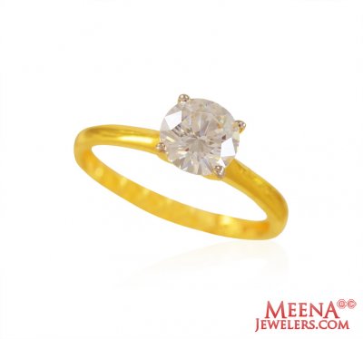 22k Gold CZ Solitaire Ring ( Ladies Signity Rings )