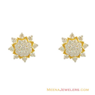 Fancy Gold Tops with CZ (22 Karat) ( Signity Earrings )