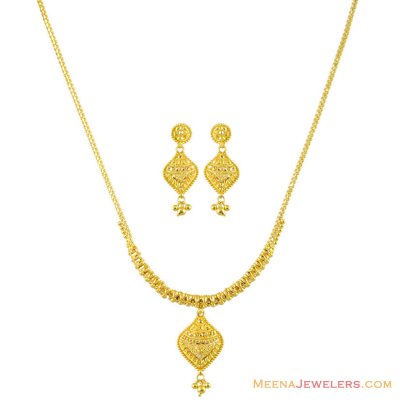 22k Indian Necklace Earrings Set  ( Light Sets )