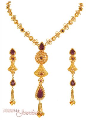 Gold Antique Designer Necklace ( Antique Necklace Sets )