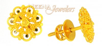 22Karat Gold Earrings with Filigree  ( 22 Kt Gold Tops )