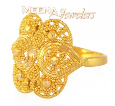 22Kt Ladies Ring with Filigree work ( Ladies Gold Ring )