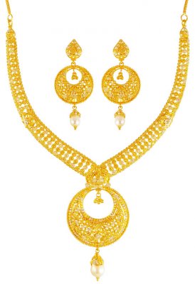 22Kt Gold Two Tone Necklace Set ( 22 Kt Gold Sets )