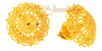 22Karat Gold Earrings with Filigree  ( 22 Kt Gold Tops )