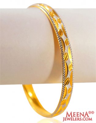 22K Fancy Rhodium Bangle (1 pc) ( Two Tone Bangles )