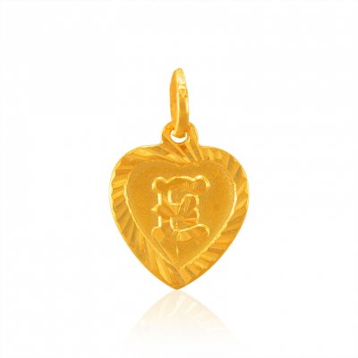 22k Gold Pendant with Initial (E) ( Initial Pendants )