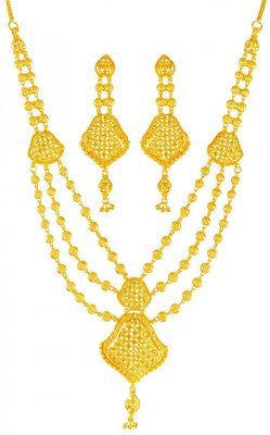 22Kt Gold Layered Necklace Set ( 22 Kt Gold Sets )