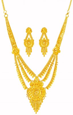 22k Layered Necklace Set ( 22 Kt Gold Sets )