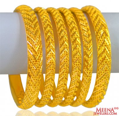 22K Gold Bangles Set of 6 ( Set of Bangles )