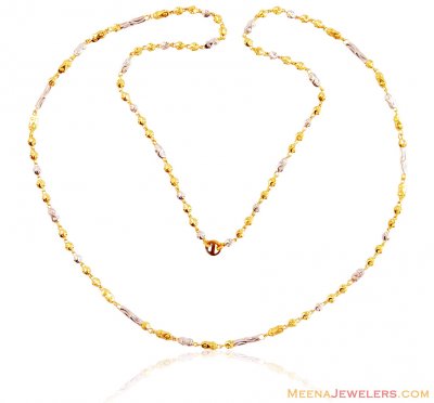 2 Tone Gold Ladies Ball Chain 22k  ( 22Kt Gold Fancy Chains )