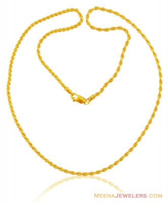 22K Hollow Rope Chain (18 Inches) ( Plain Gold Chains )