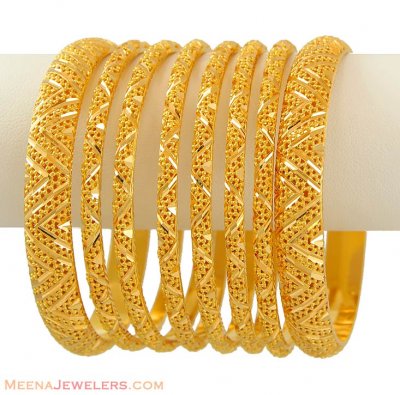 22K Gold Bangles (set of 8) ( Set of Bangles )