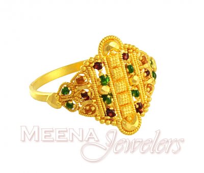 Meenakari Gold Ring ( Ladies Gold Ring )