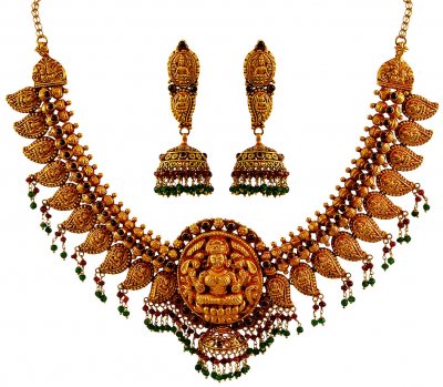 22K Designer Temple Necklace Set ( Gold Designer Sets )