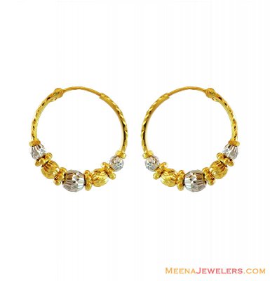 22k Gold Bali With Two Tone ( Hoop Earrings )