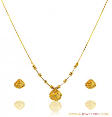 22k Two Tone Necklace Set ( Light Sets )