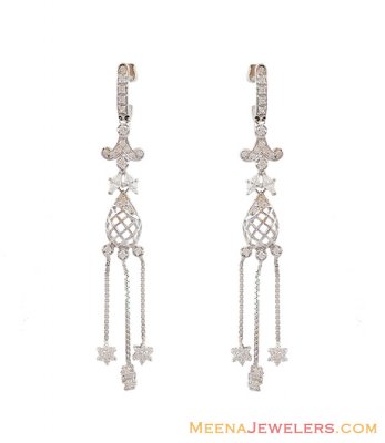 White Gold Fancy Earrings 18K  ( Long Earrings )