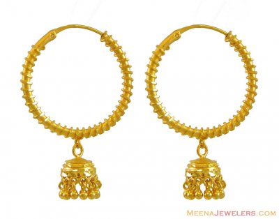22k Yellow Gold Bali ( Earrings) ( Hoop Earrings )