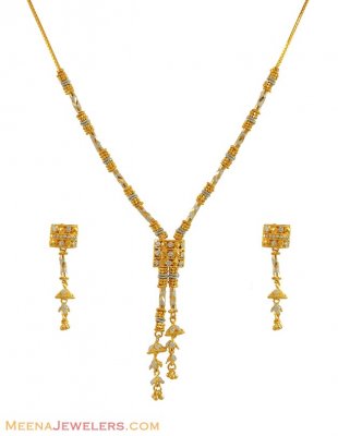 22K Gold Two Tone Necklace Set ( Light Sets )