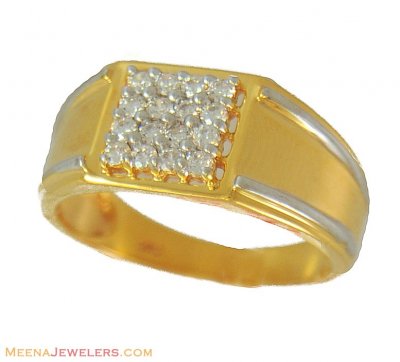 22k 2 Tone Mens Signity Ring ( Mens Gold Ring )