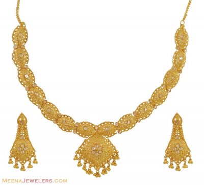 22K Gold, Polki Necklace Set ( 22 Kt Gold Sets )